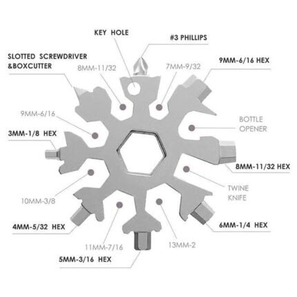 Durable Portable 18 in Snowflake Multi-Tool, Snowflake Bottle Opener Flat Phillips Screwdriver Kit Wrench